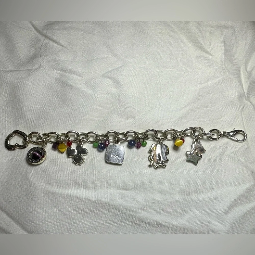 Colorful Charm Bracelet with Silver Chain